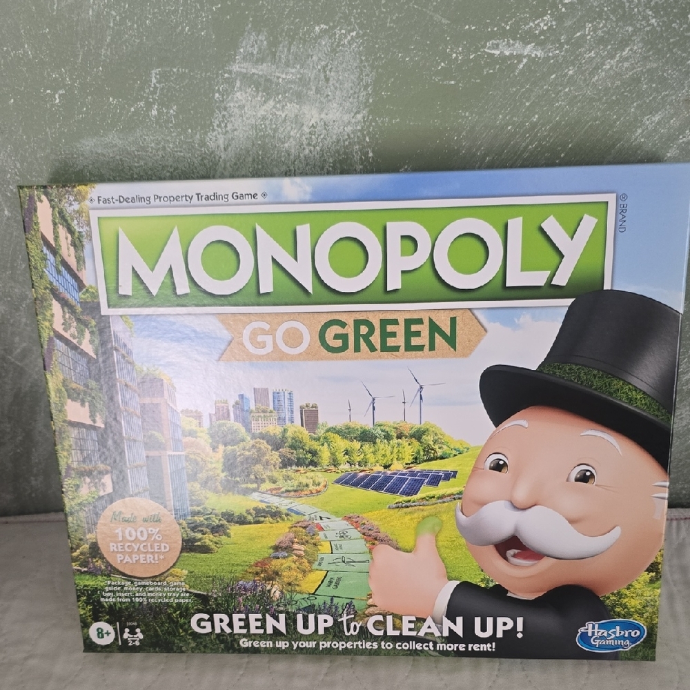 Monopoly Go Green Board Game Hasbro Gaming 8+ New